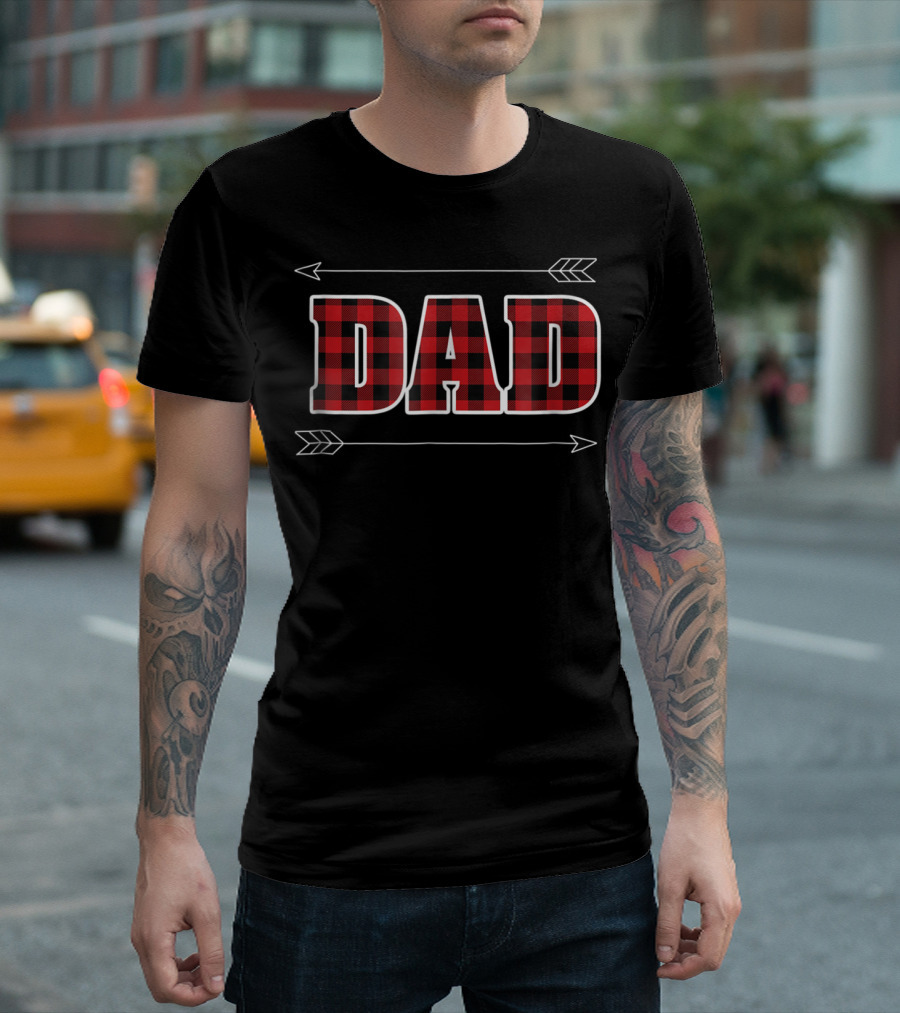 Buffalo Plaid Dad Lumberjack Family Birthday Arrows T-Shirt