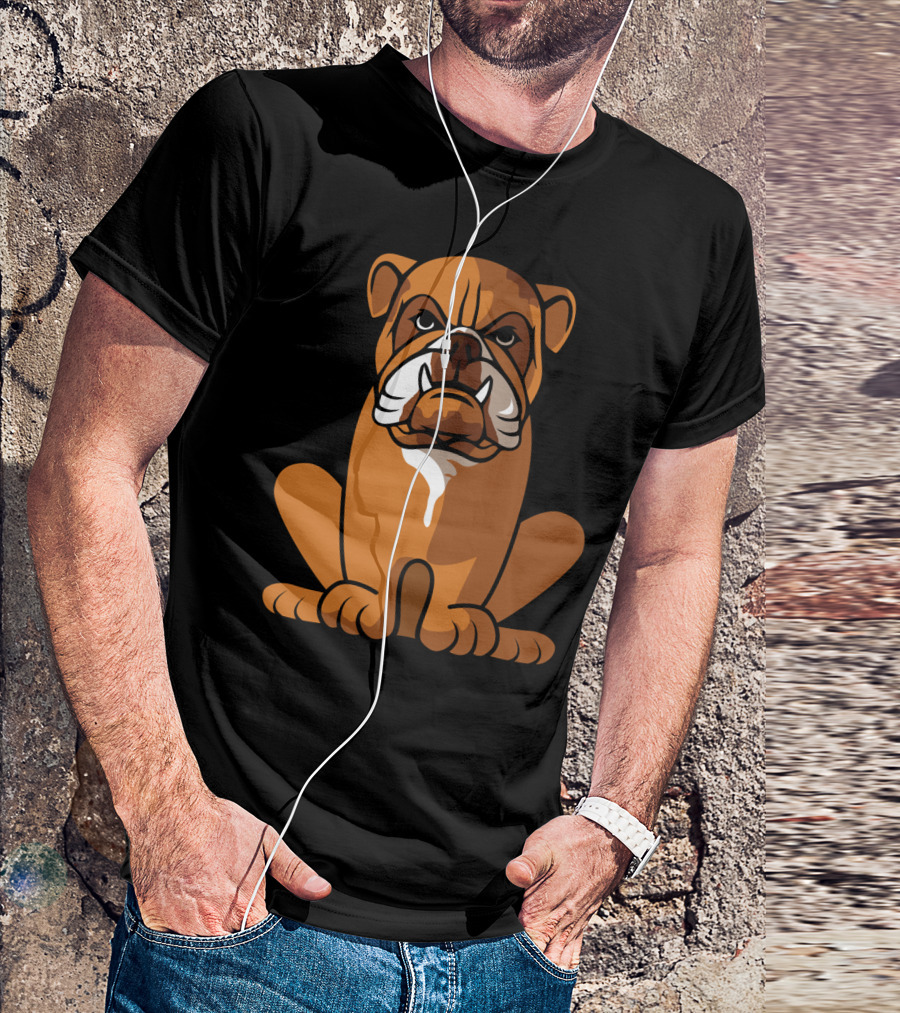 Bulldog Sitting Waiting For Holidays Cheerfully T-Shirt