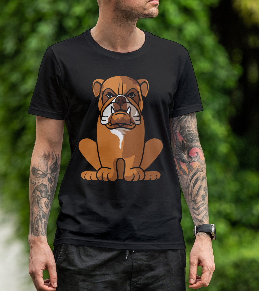 Bulldog Sitting Waiting For Holidays Cheerfully T-Shirt