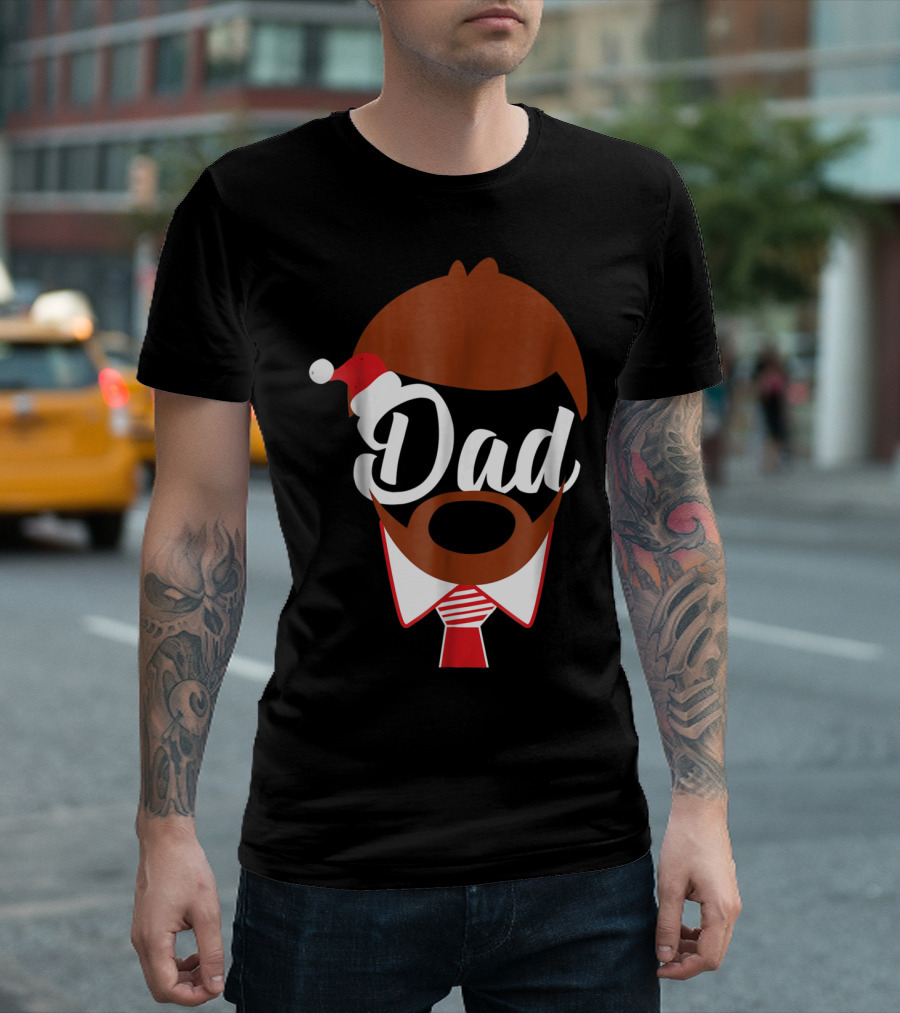 Dad Face Santa Hat Christmas Family Matching Holiday82 T-Shirt