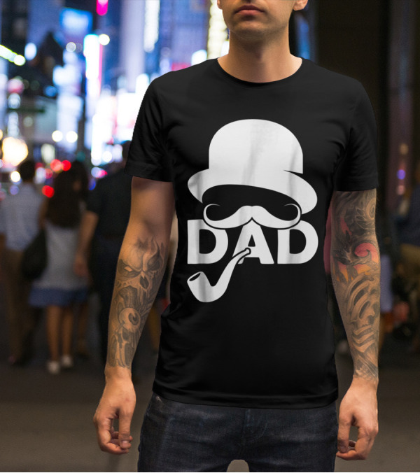 Cool Dad Mustache Hat Pipe T-Shirt