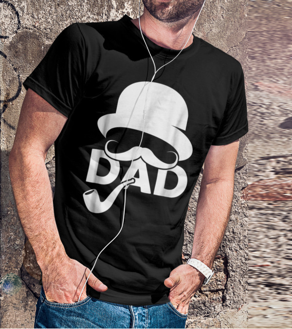 Cool Dad Mustache Hat Pipe T-Shirt
