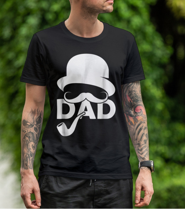 Cool Dad Mustache Hat Pipe T-Shirt