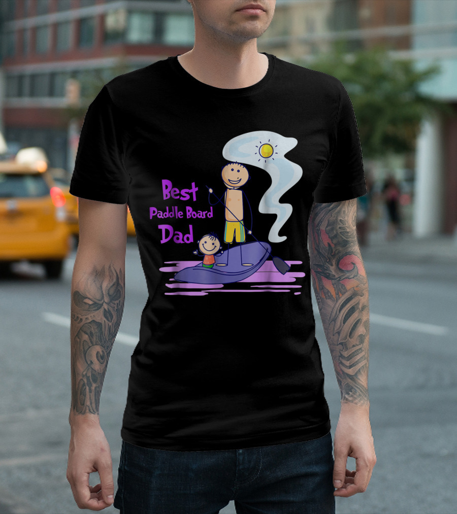 Best Paddle Board Dad Fun Stick Figure T-Shirt