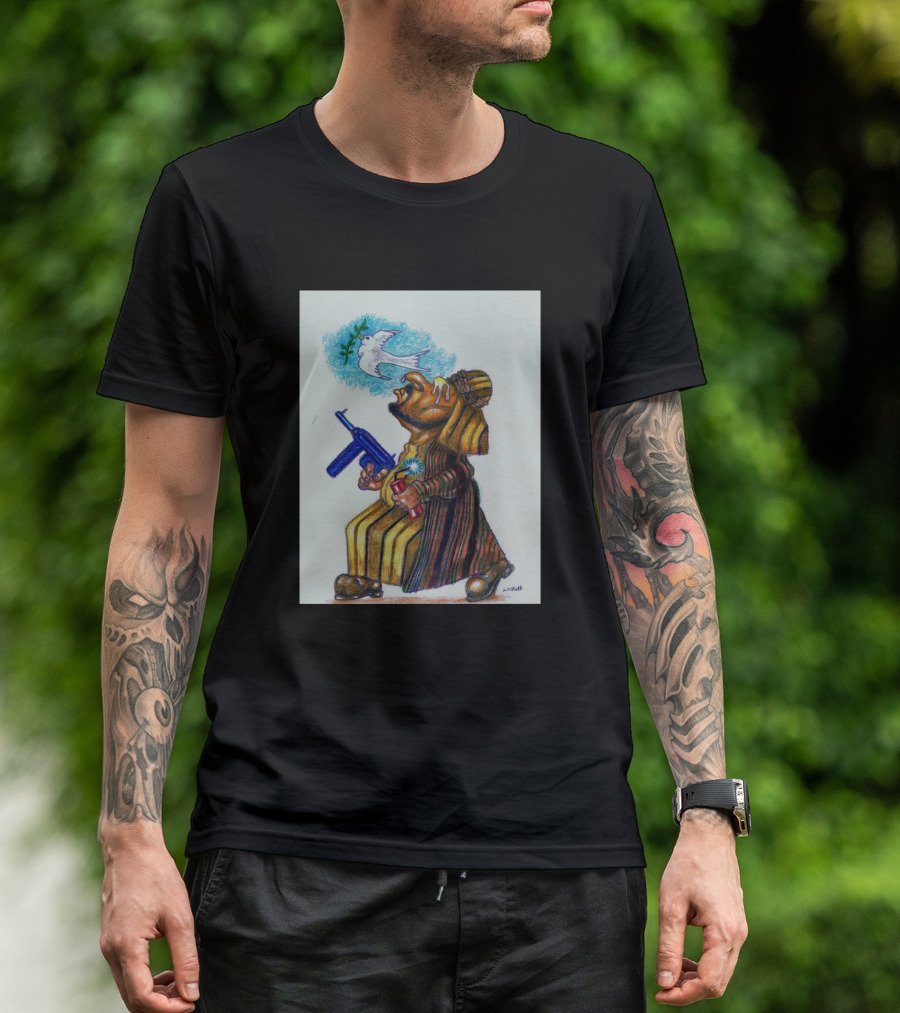 A Terrorist Act Cartoon Character Holding Gun And Dove Balloon T-Shirt