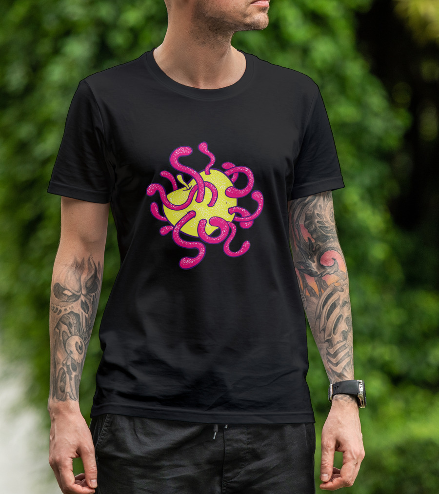 Apple Vs Worms Vibrant Neon Battle 594117 T-Shirt