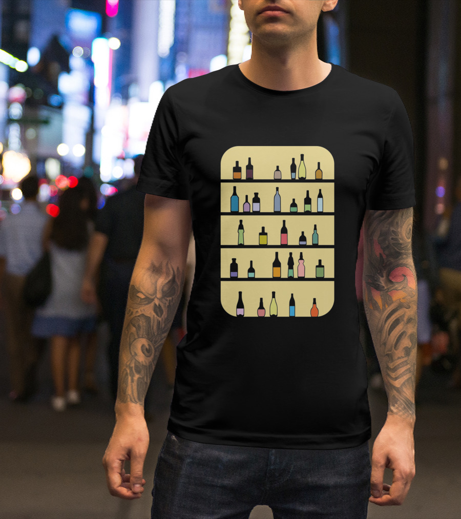 Bar 1225098 Colorful Bottles Shelf Display T-Shirt
