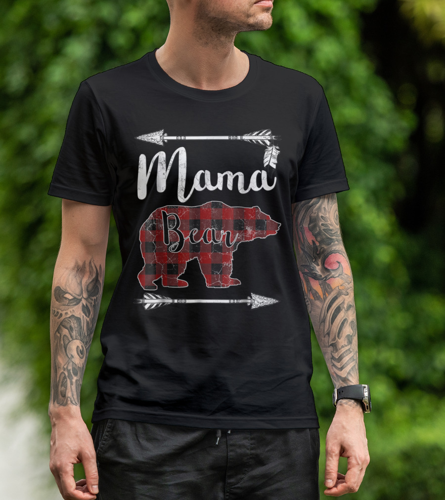 Mama Bear Buffalo Plaid Arrow T-Shirt