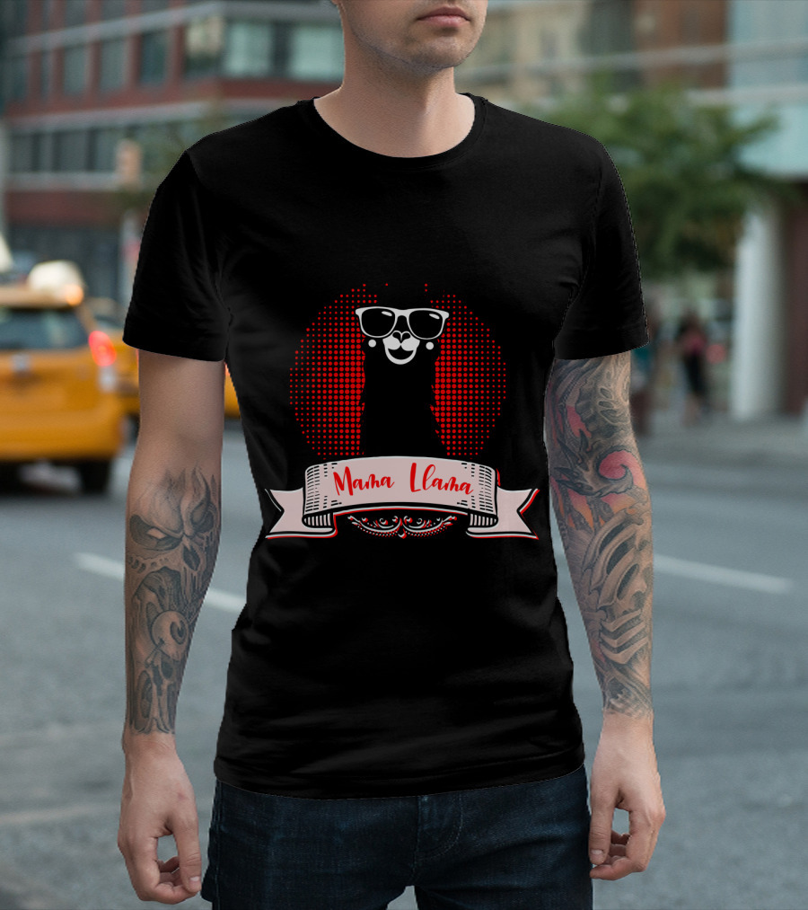 Mama Llama Cool Mom Mother Grandma Auntie81 Fun Llama Wearing Sunglasses T-Shirt