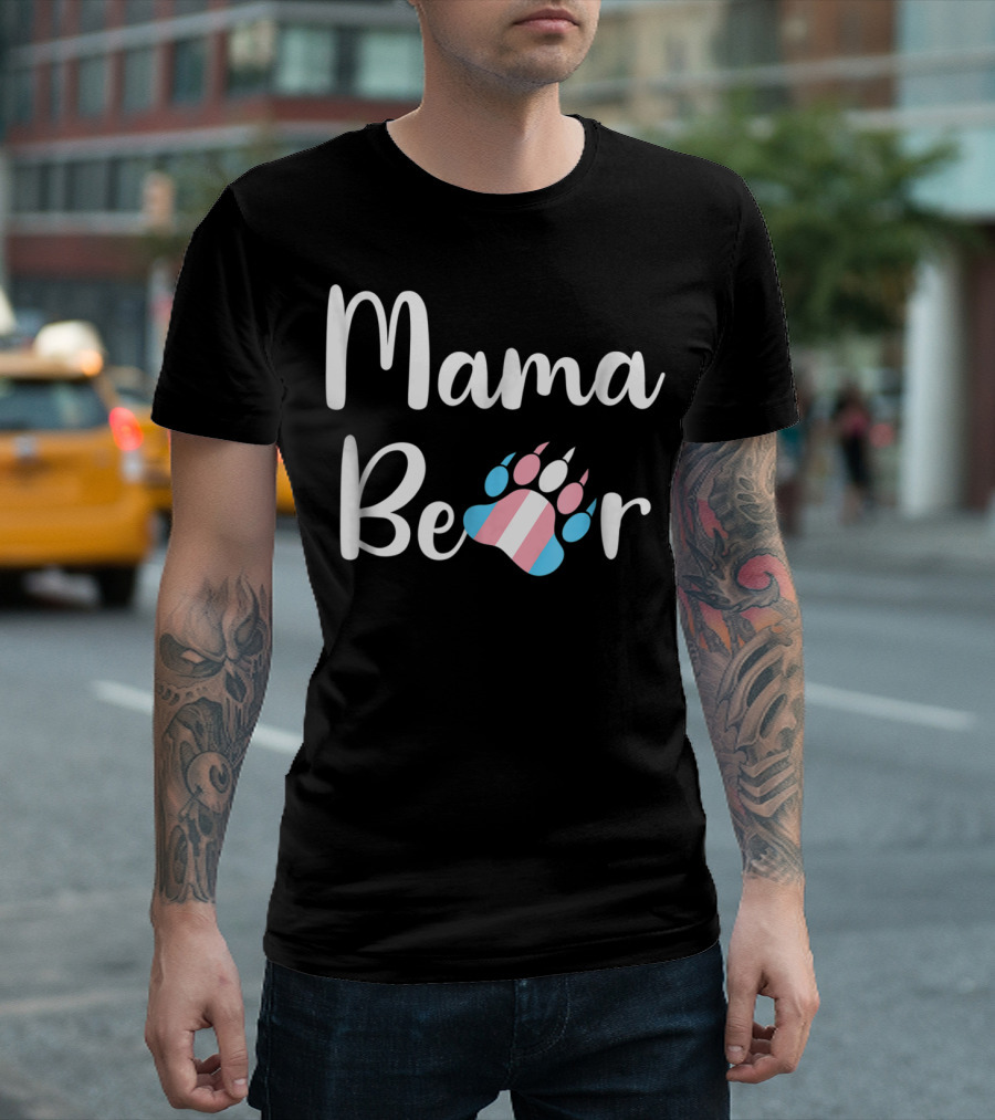 Mama Bear Trans Pride Transgender Mom Bear Paw T-Shirt