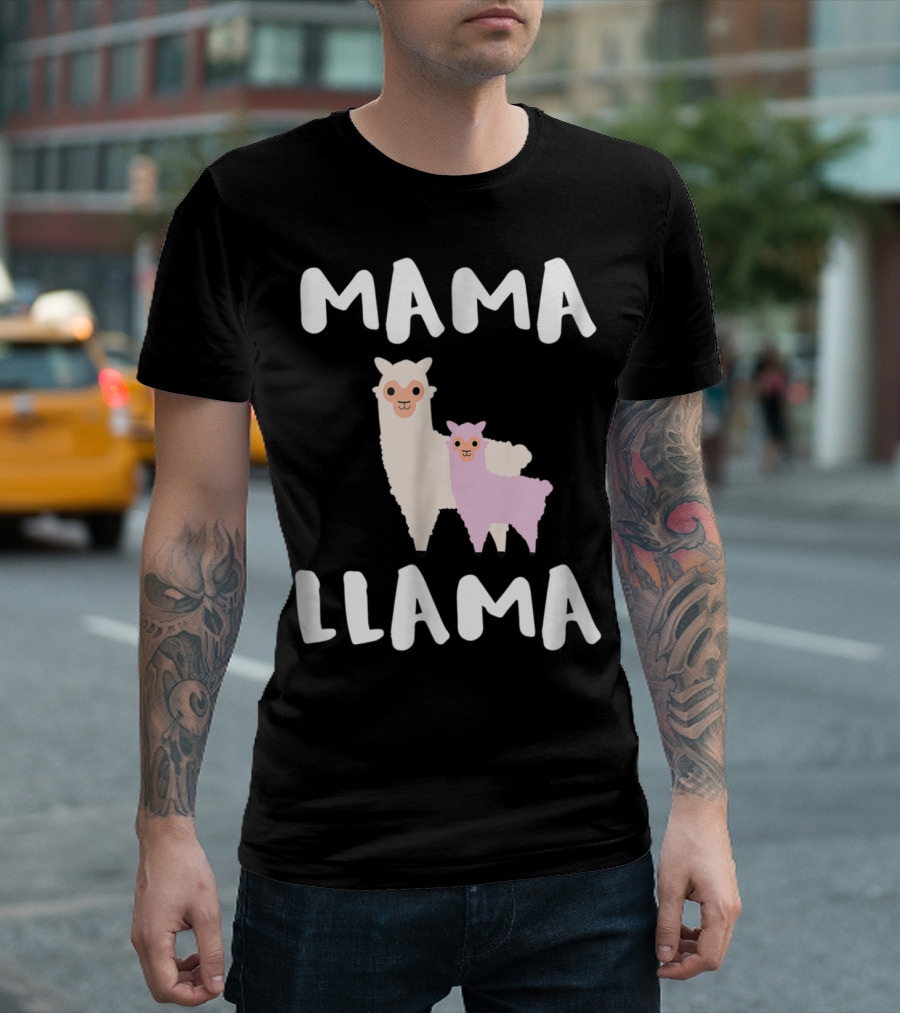 Mama Llama Cute Funny Llama Duo T-Shirt