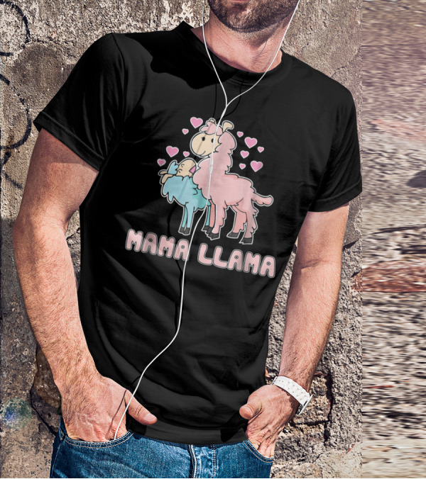 Mama Llama Cute Hearts Llama T-Shirt