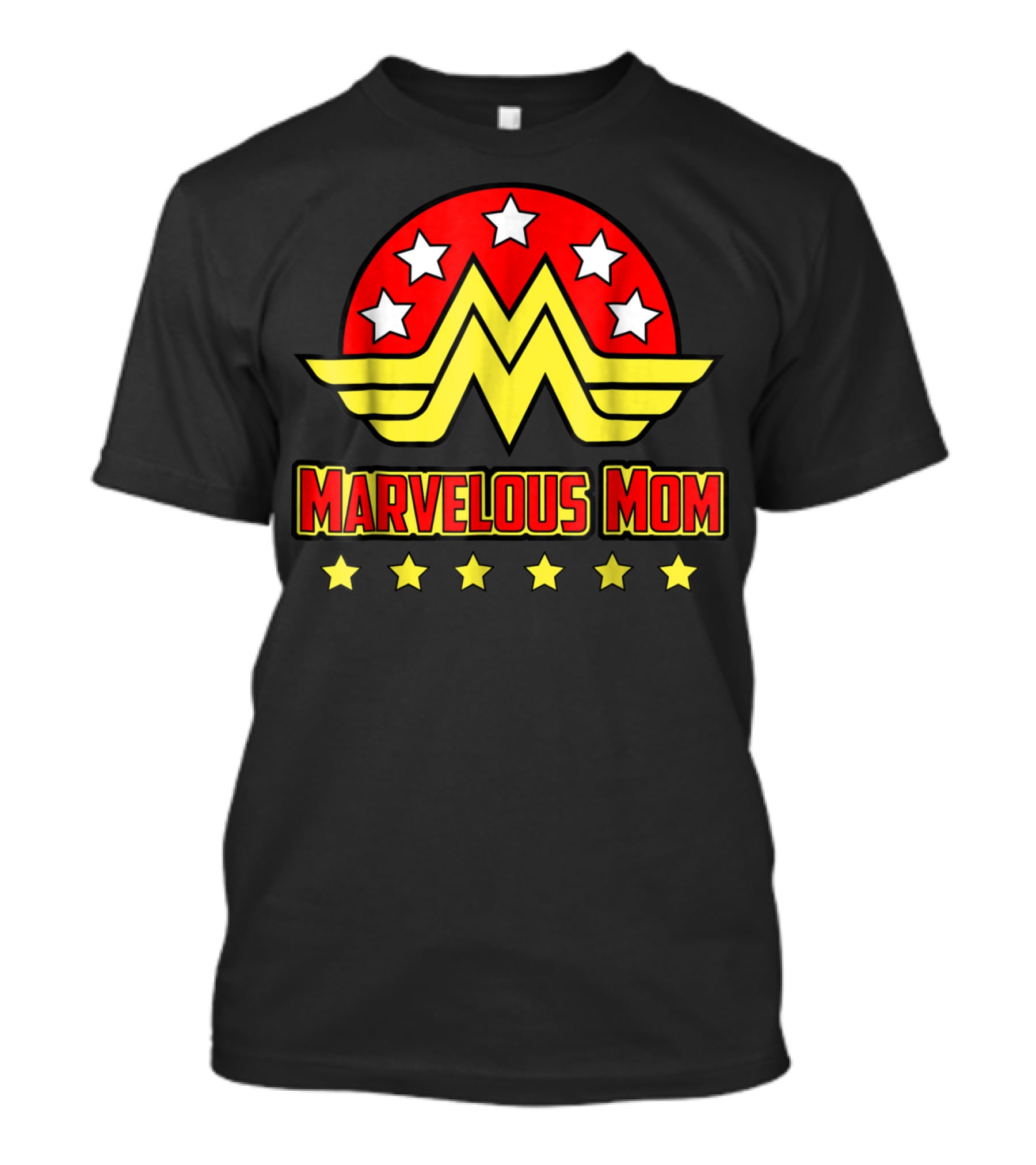 Marvelous Mom Superhero Wonder-Inspired Stars Emblem T-Shirt