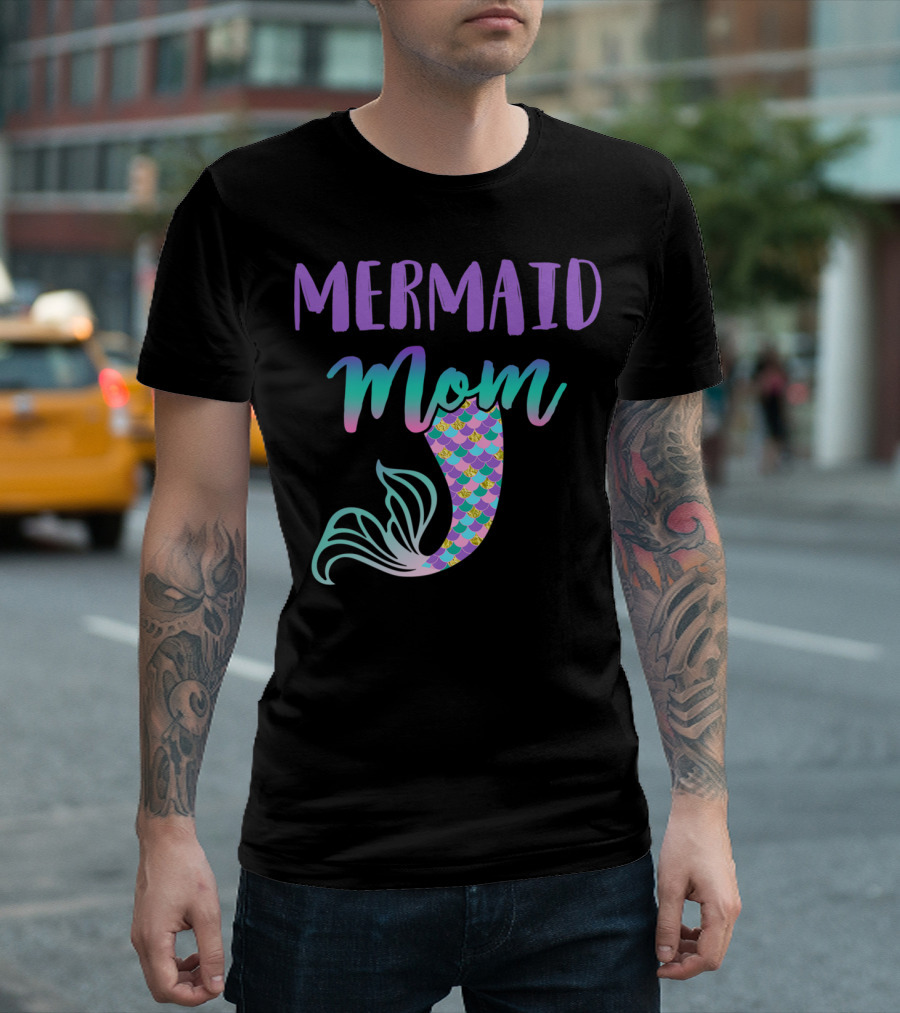 Mermaid Mom Colorful Tail T-Shirt