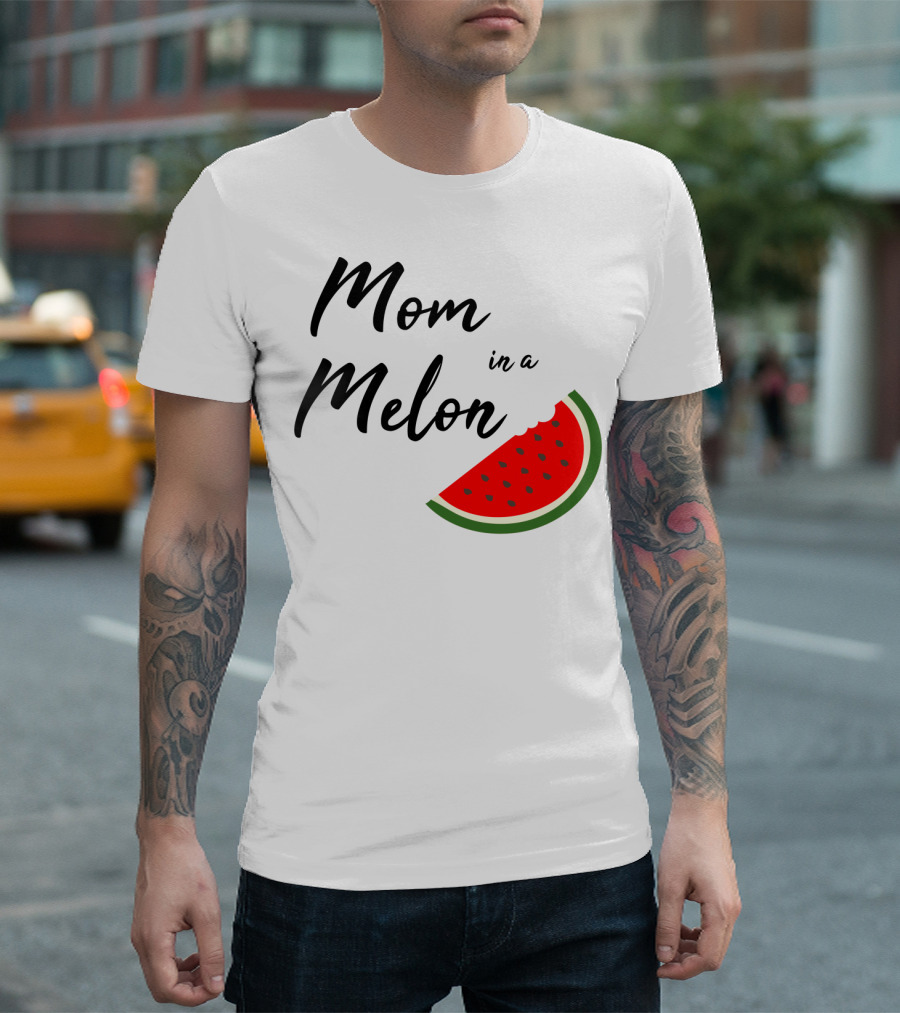 Mom in a Melon Fun Watermelon T-Shirt