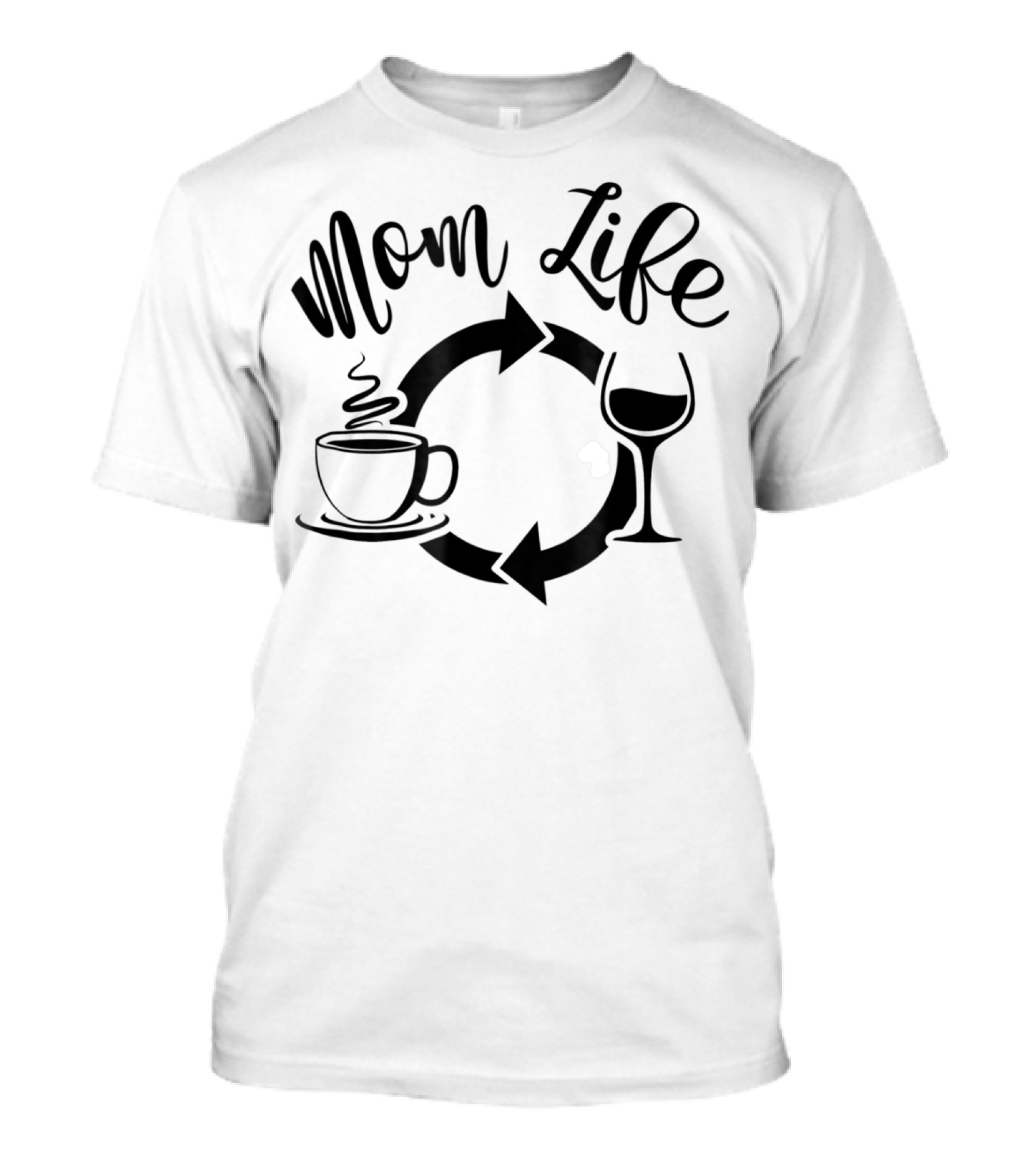 Mom Life Coffee Wine Repeat Funny Mom Circle S76 T-Shirt