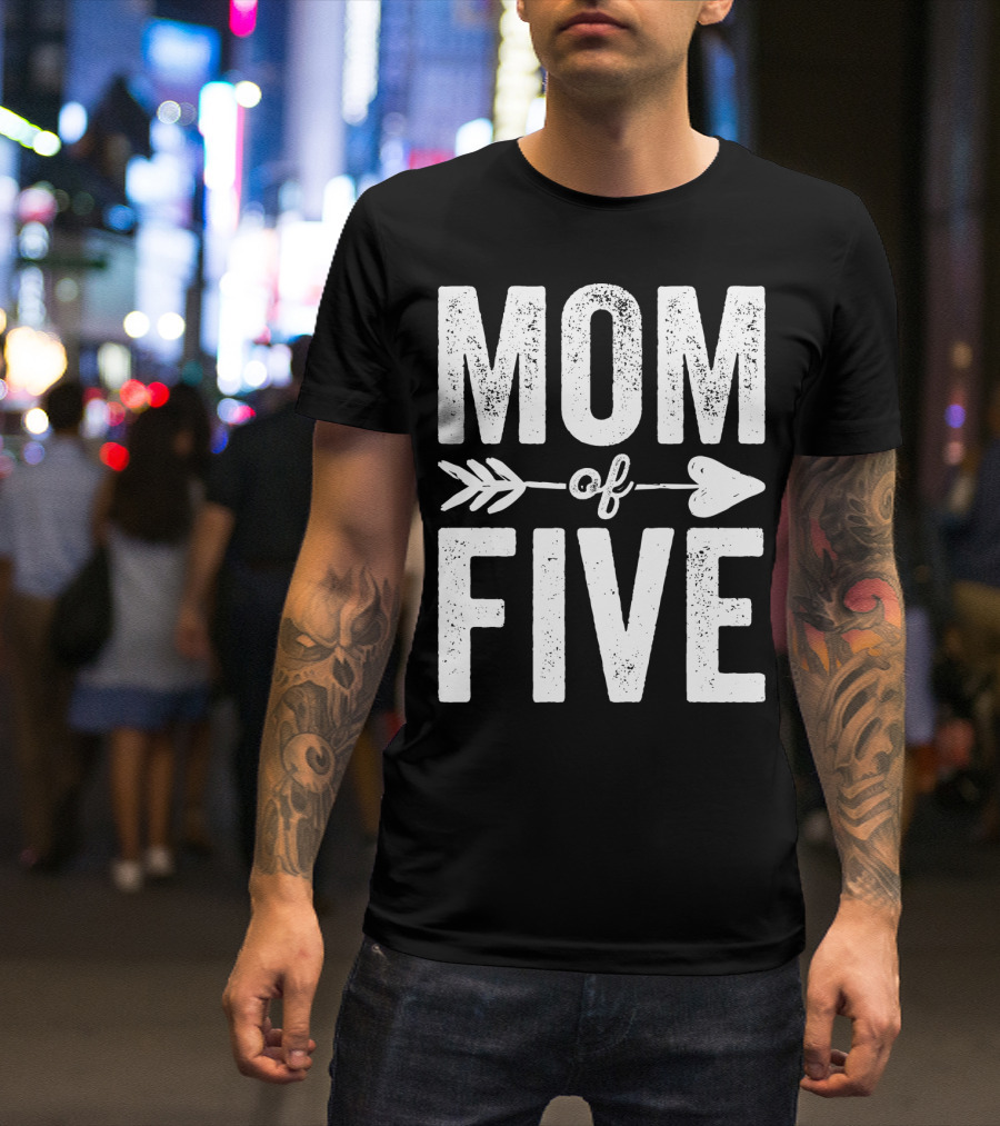 Mom Of Five Arrow Heart T-Shirt