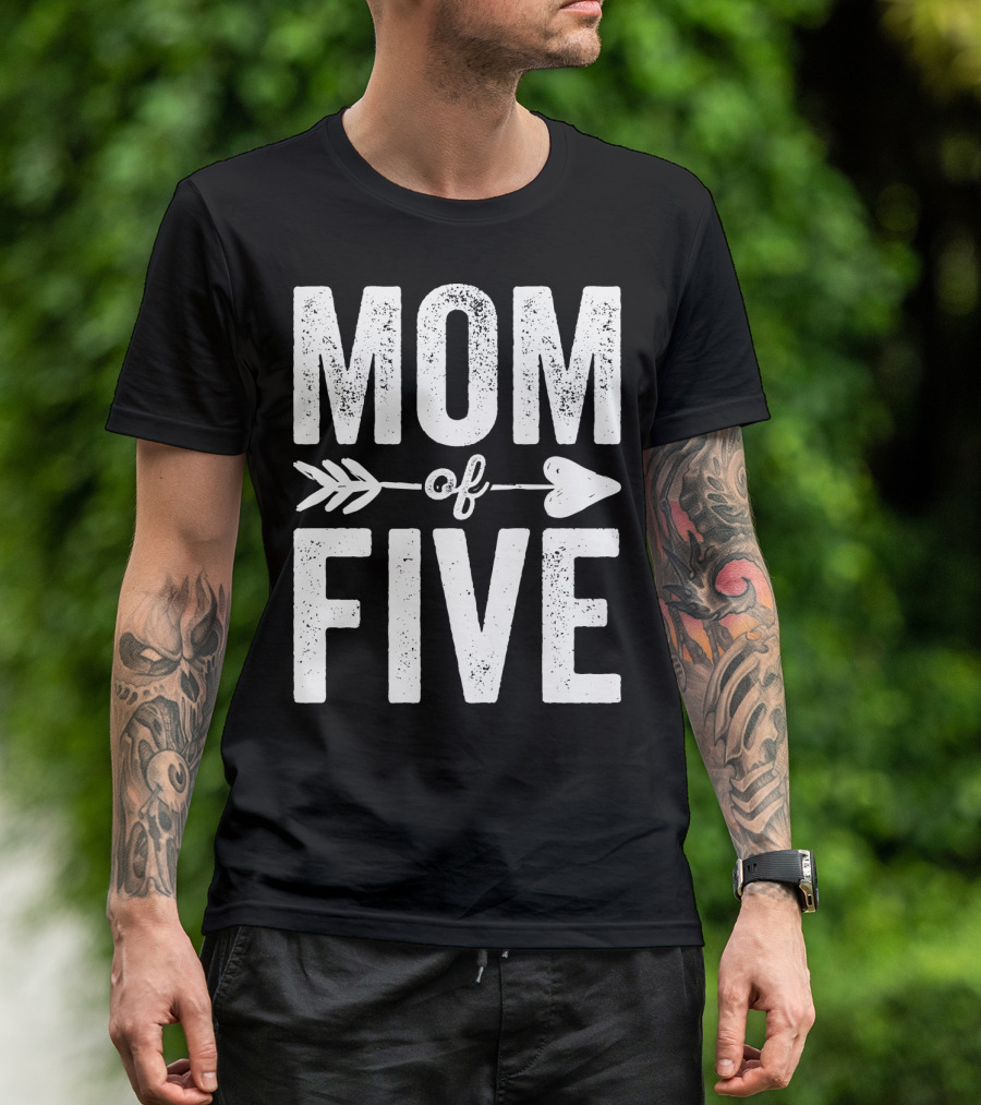 Mom Of Five Arrow Heart T-Shirt