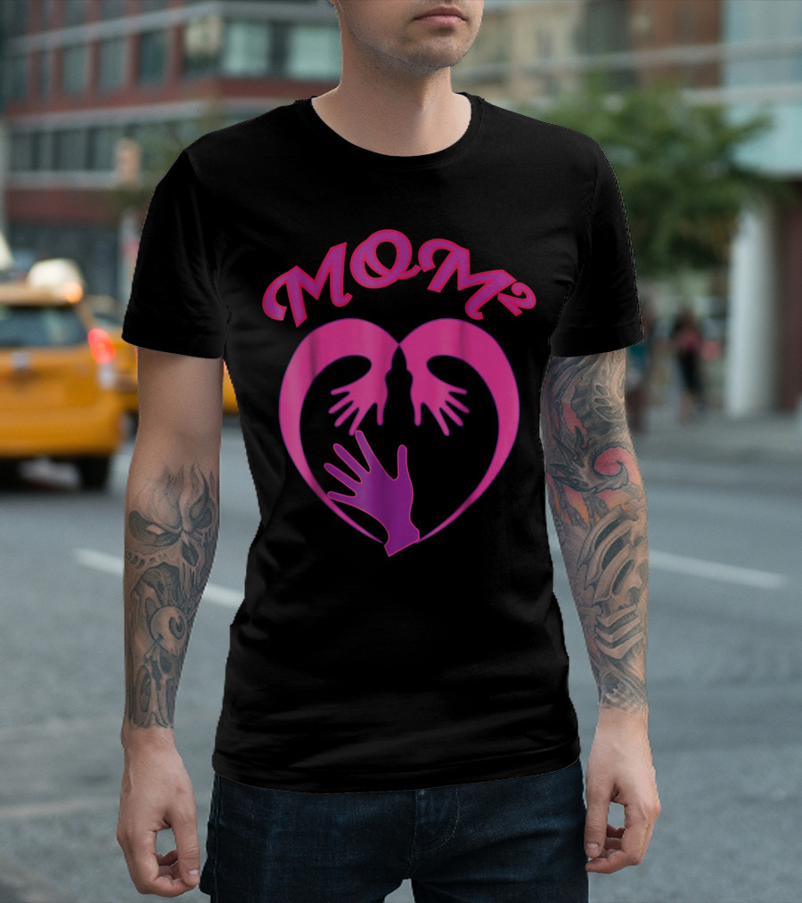 MOM Squared Heart Hands Embrace T-Shirt