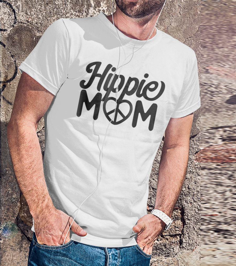 Hippie Mom Heart Peace Sign Mama T-Shirt