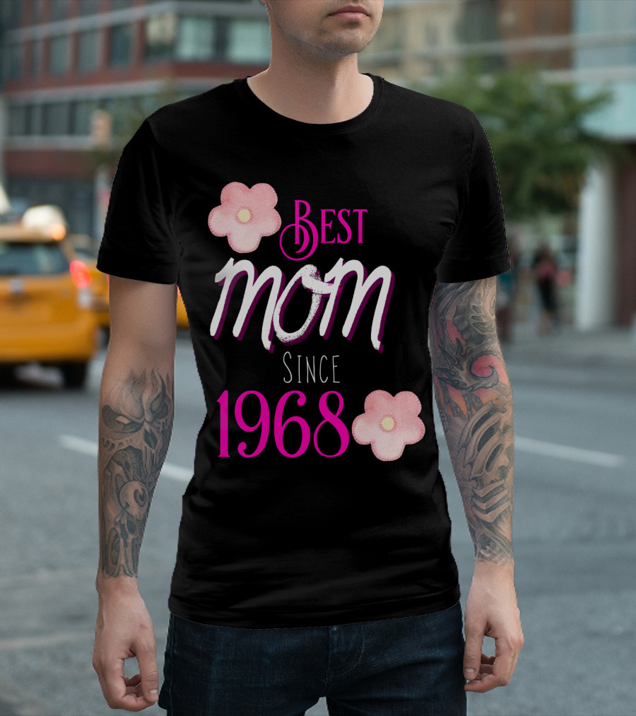 Best Mom Since 1968 Momiversary Flowers Mother's Day T-Shirt