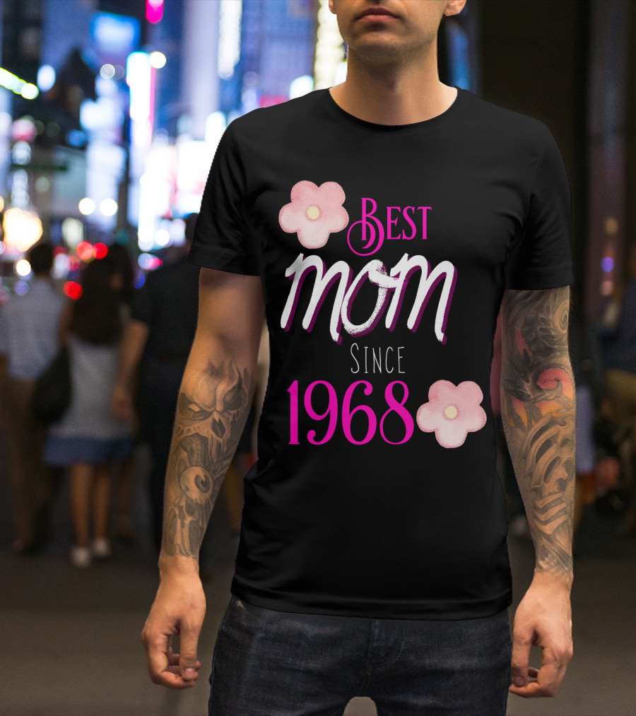 Best Mom Since 1968 Momiversary Flowers Mother's Day T-Shirt