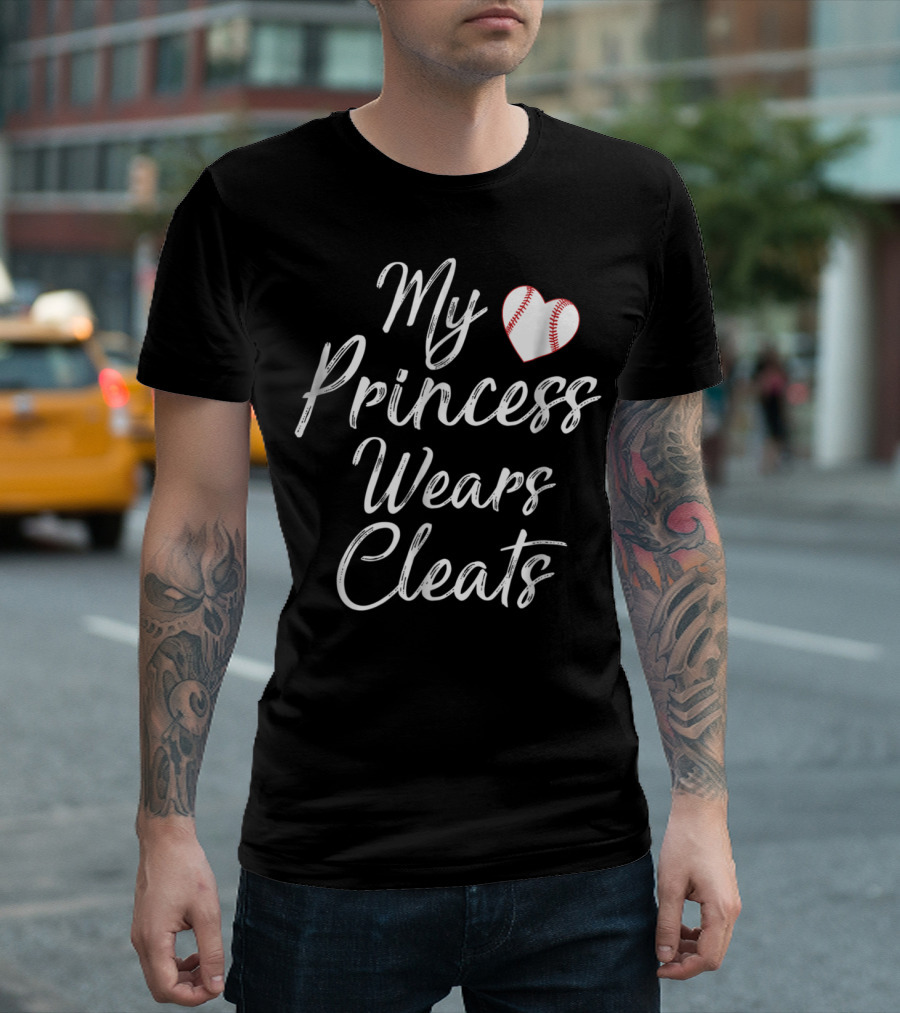 My Princess Wears Cleats Baseball Heart T-Shirt