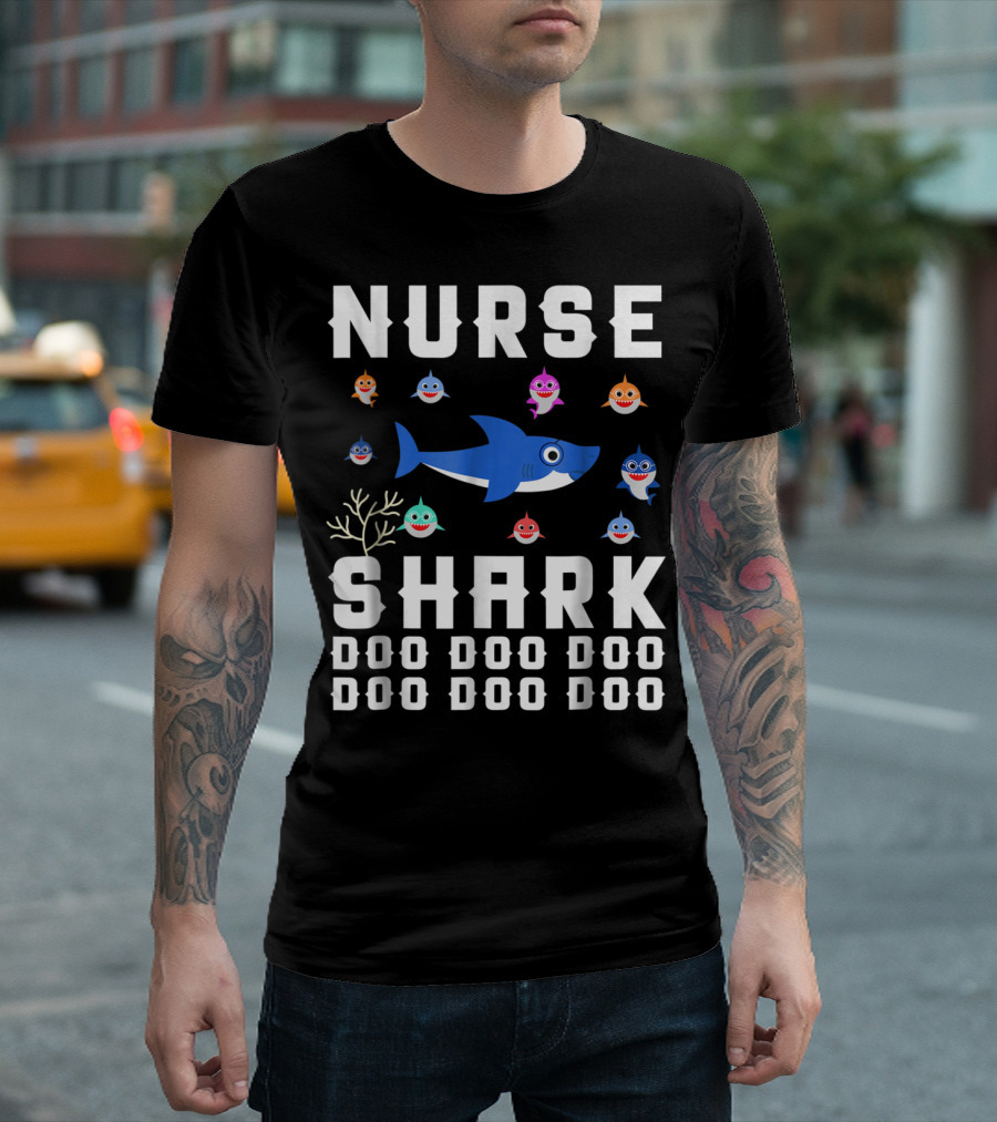 Nurse Shark Doo Doo Doo Family Fun with Colorful Baby Sharks T-Shirt
