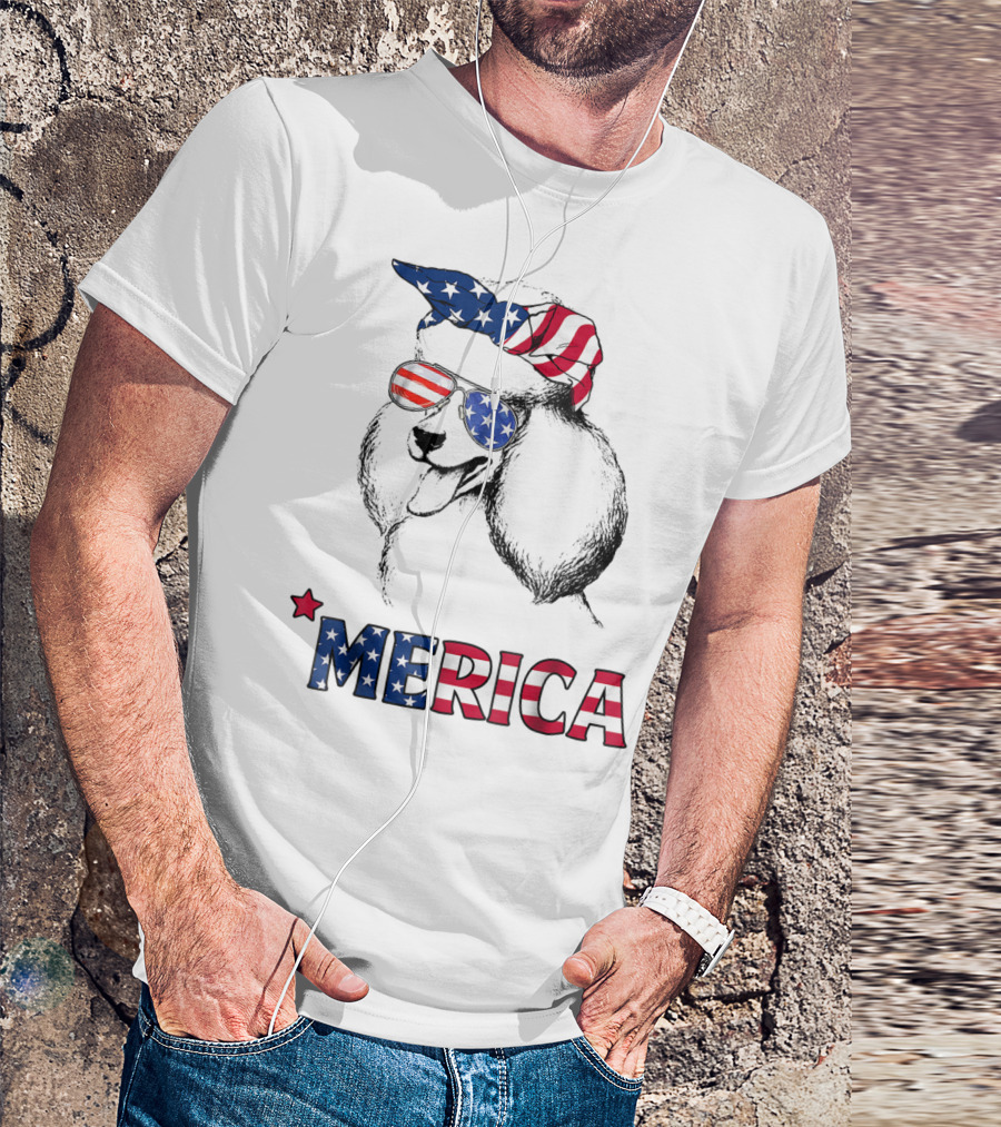 Poodle Mom USA Merica American Flag For 4th Of July T-Shirt