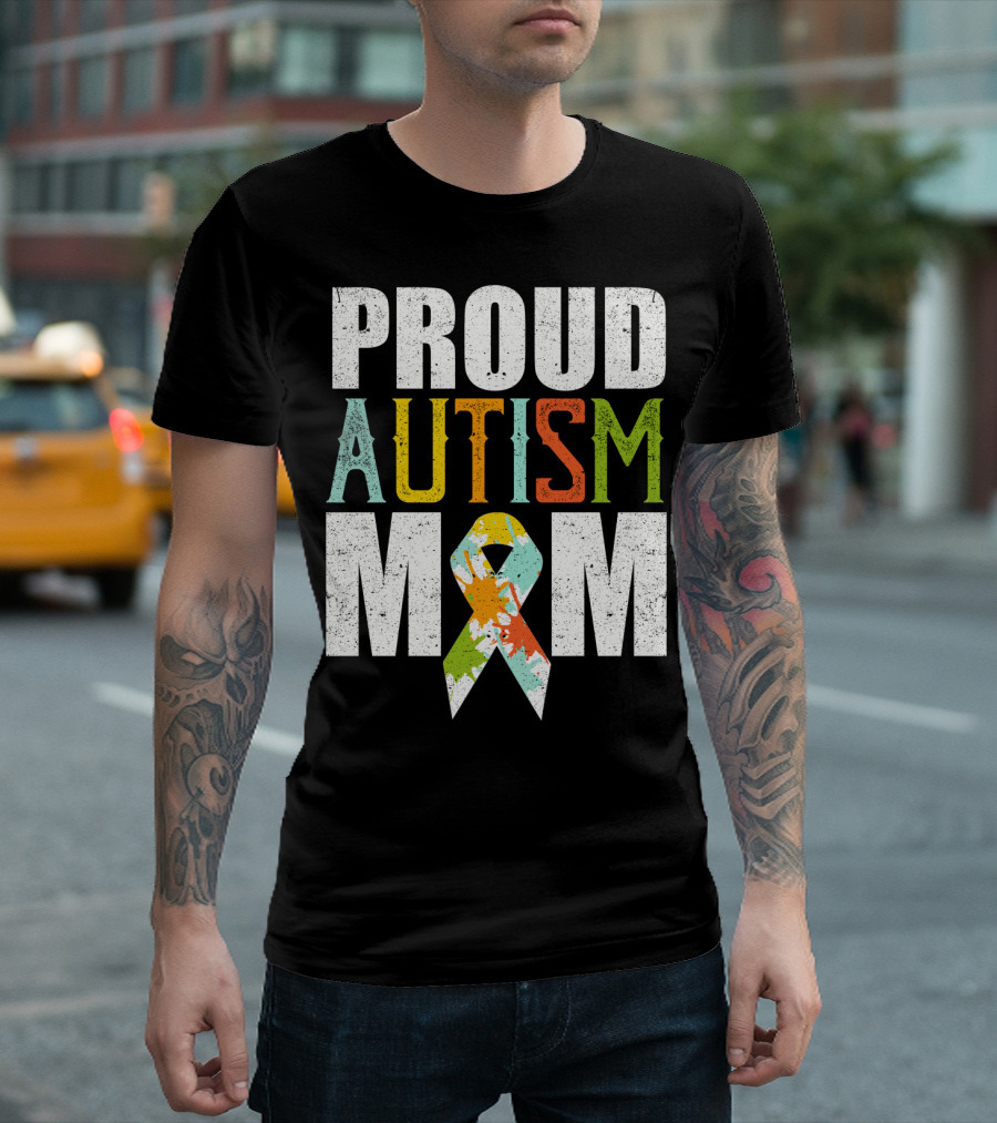 Proud Autism Mom Multicolor Awareness T-Shirt