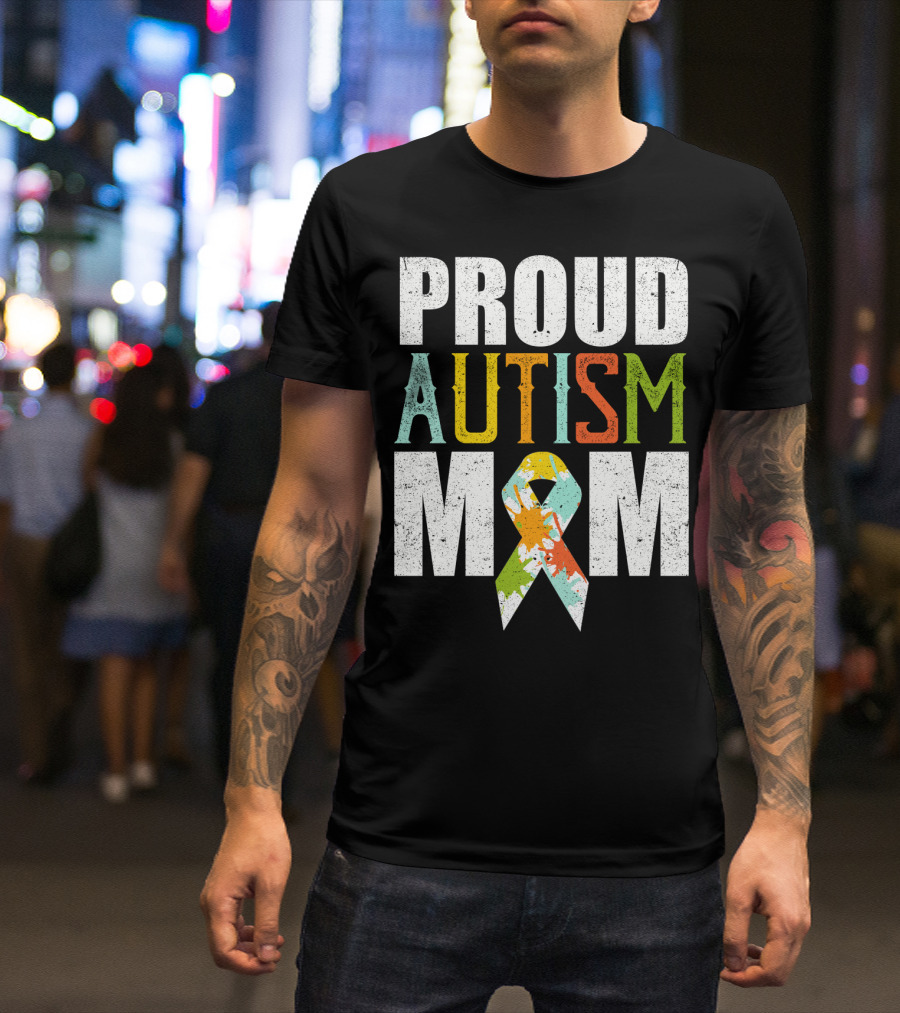 Proud Autism Mom Multicolor Awareness T-Shirt