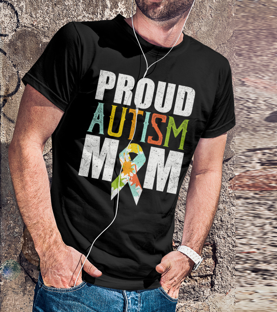 Proud Autism Mom Multicolor Awareness T-Shirt