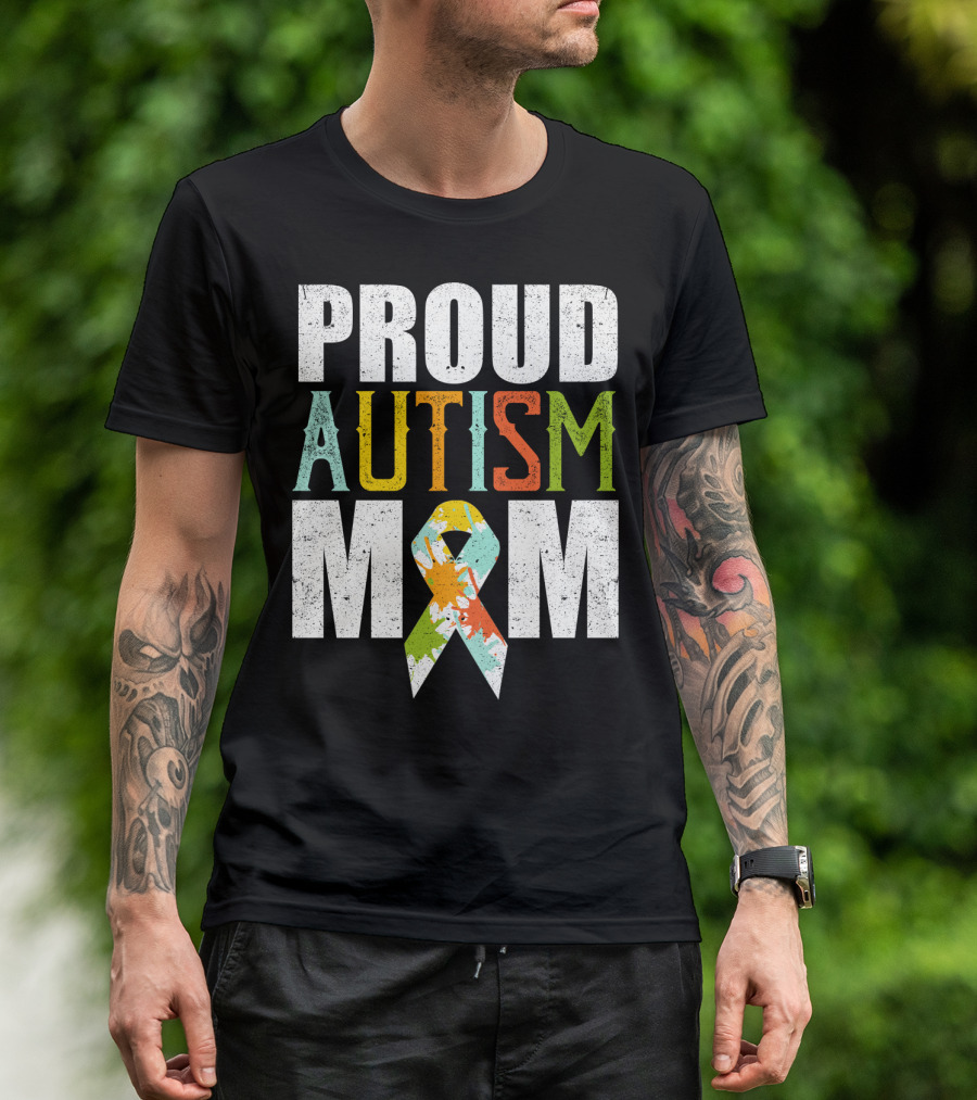 Proud Autism Mom Multicolor Awareness T-Shirt