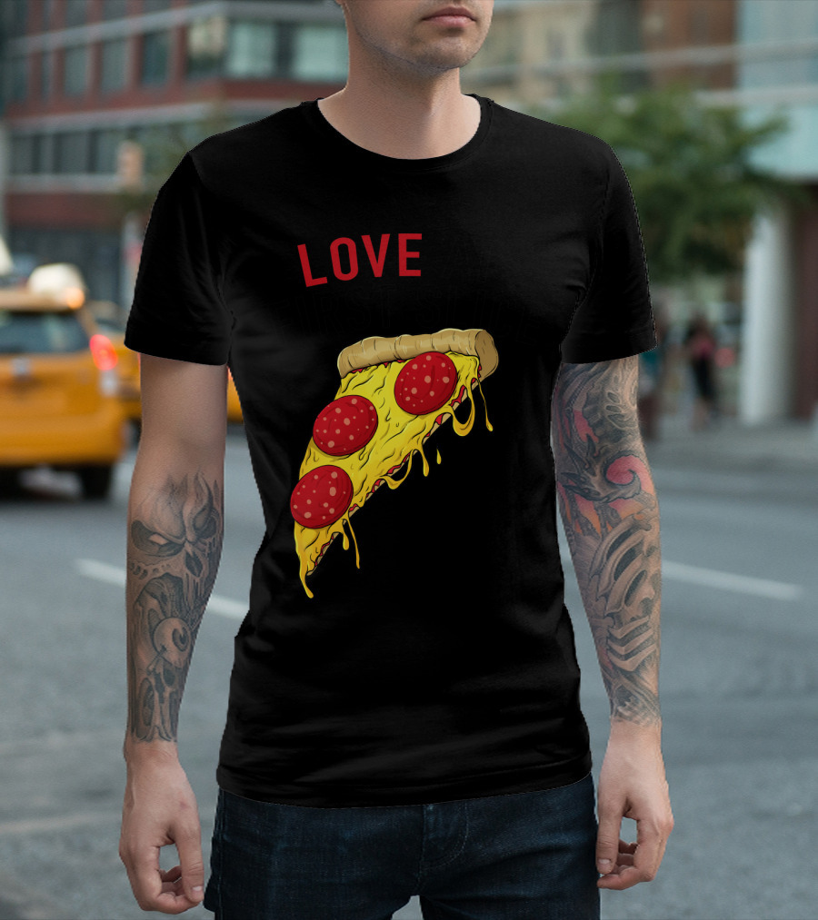 LOVE AT FIRST SLICE Pizza Men Girls Mom and Baby68 T-Shirt