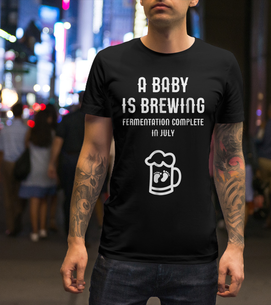 A Baby Is Brewing Fermentation Complete In July Footprint Beer Mug T-Shirt