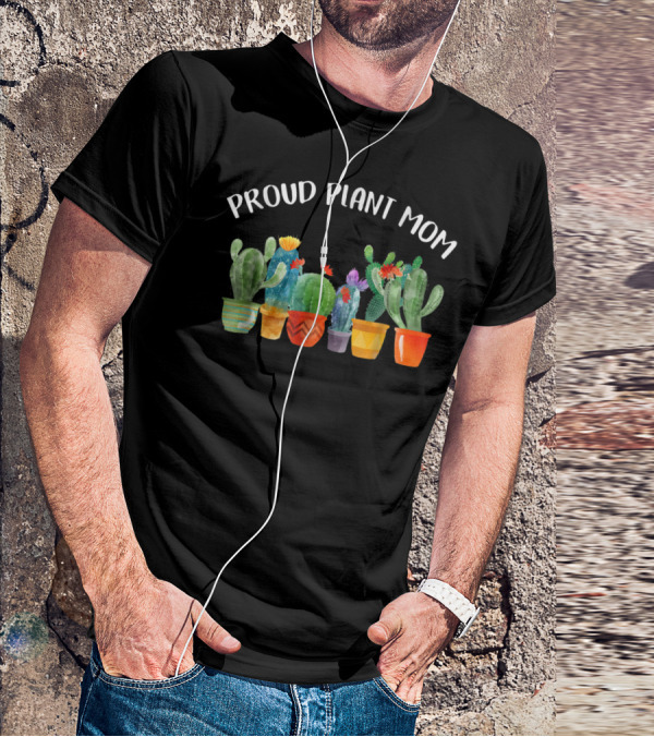 Proud Plant Mom Multicolored Cactus Collection T-Shirt