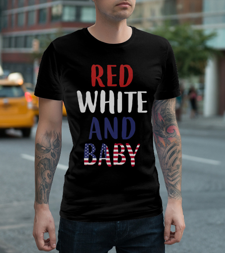 Red White And Baby American Flag Pregnancy Announcement T-Shirt