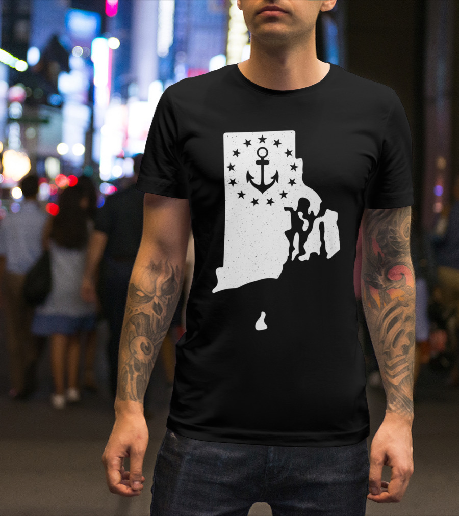 Rhode Island Anchor Independence With Stars T-Shirt