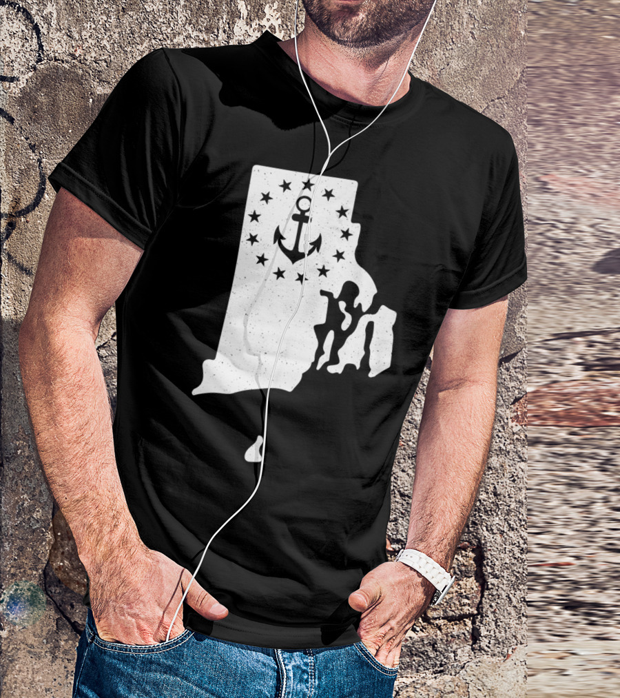 Rhode Island Anchor Independence With Stars T-Shirt
