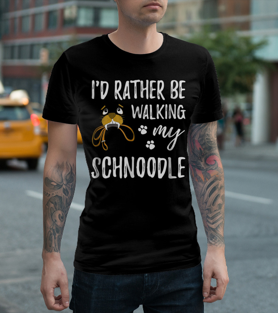 I'd Rather Be Walking My Schnoodle Dog Mom Paw Prints T-Shirt