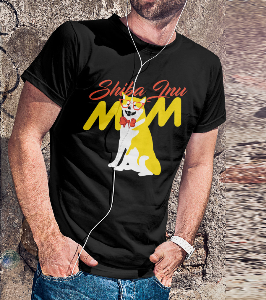 Shiba Inu Mom With Glasses And Bow Tie T-Shirt