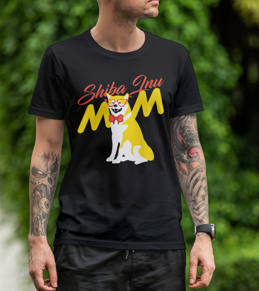 Shiba Inu Mom With Glasses And Bow Tie T-Shirt