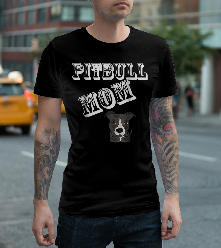 Pitbull Mom SmileteesPets Cute Pitbull T-Shirt