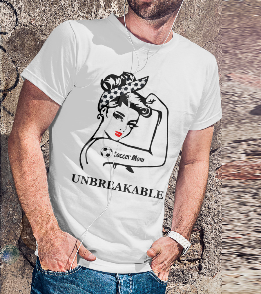 Unbreakable Soccer Mom With Soccer Ball Headscarf And Tattoo T-Shirt