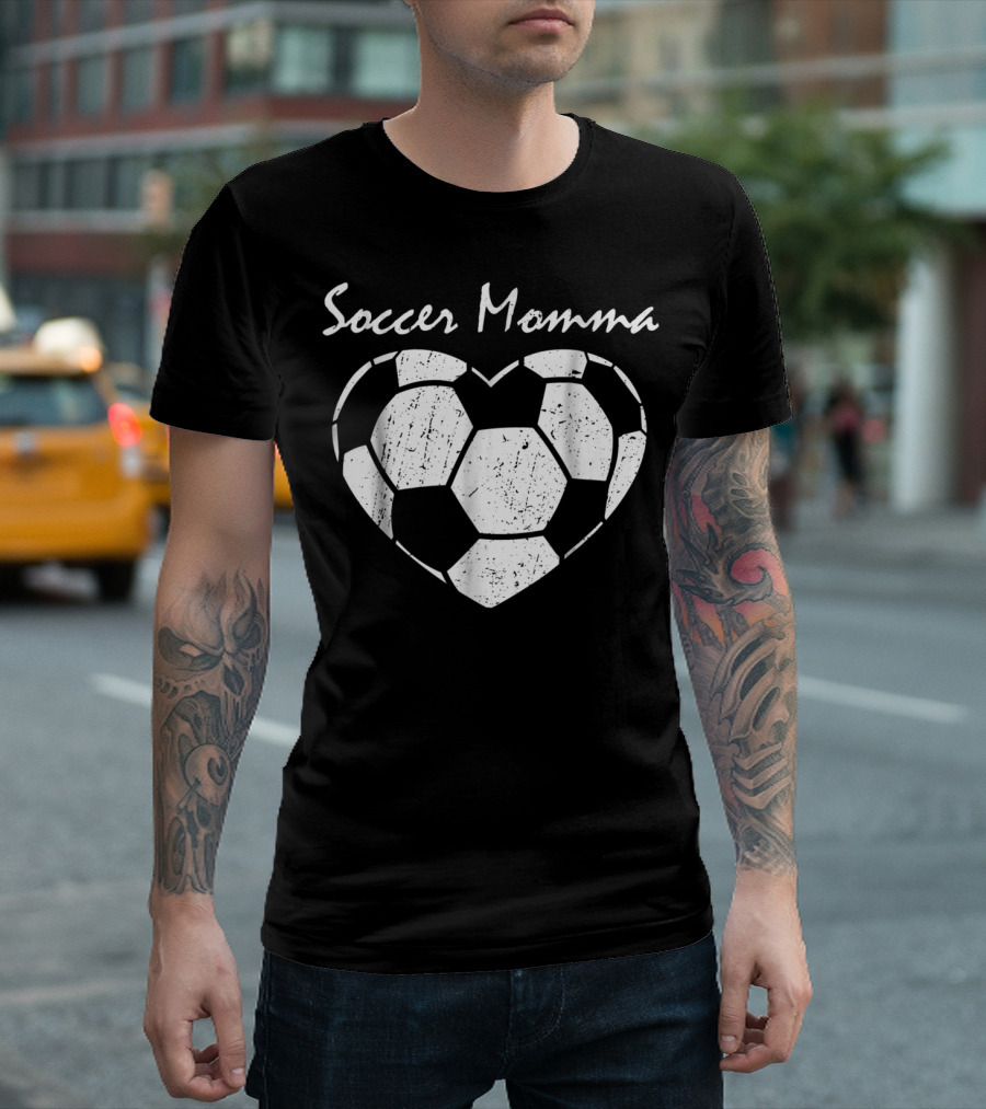 Soccer Momma Heart Graphic Soccer T-Shirt