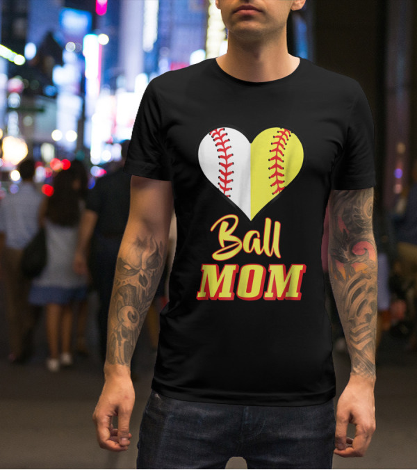 Ball Mom Softball Baseball Heart T-Shirt