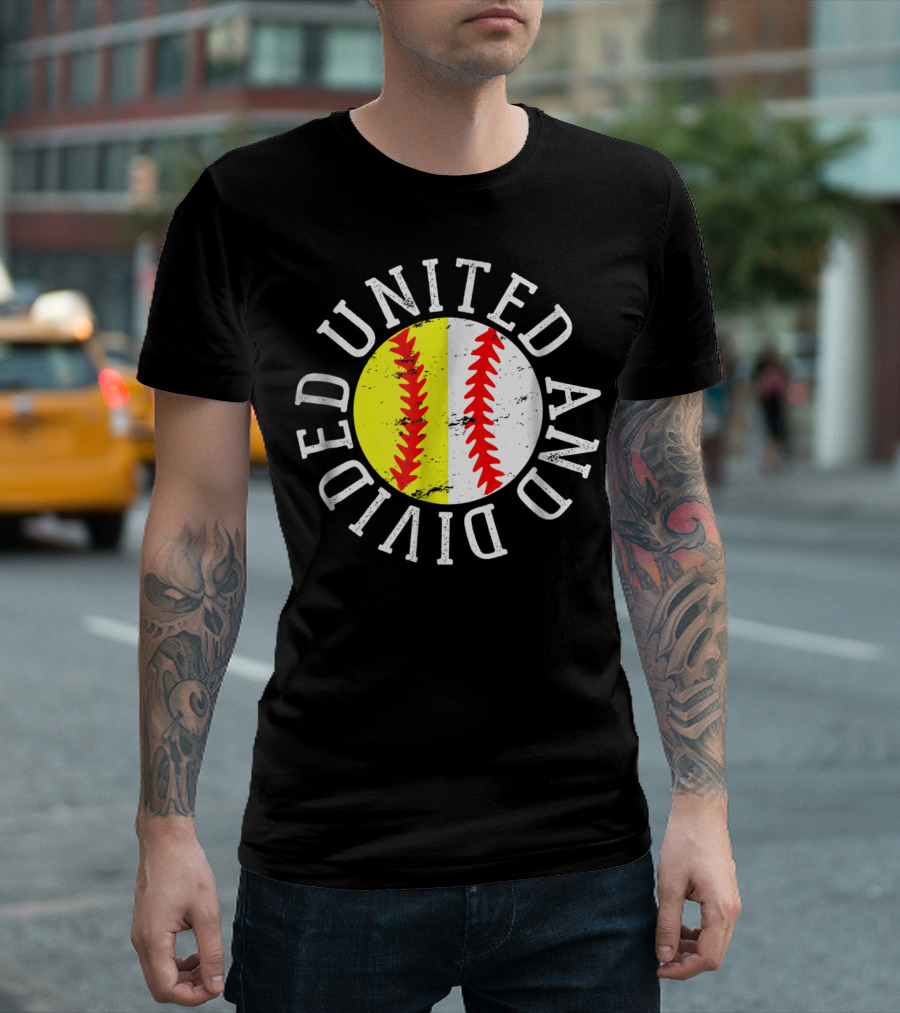Softball Baseball United and Divided Cool Cute Son Daughter T-Shirt