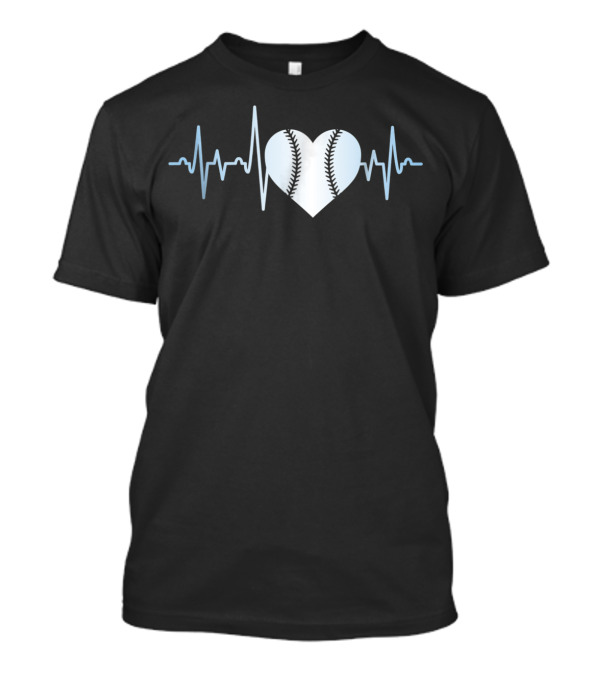 Softball Player Heartbeat Stitch Heart Shape T-Shirt