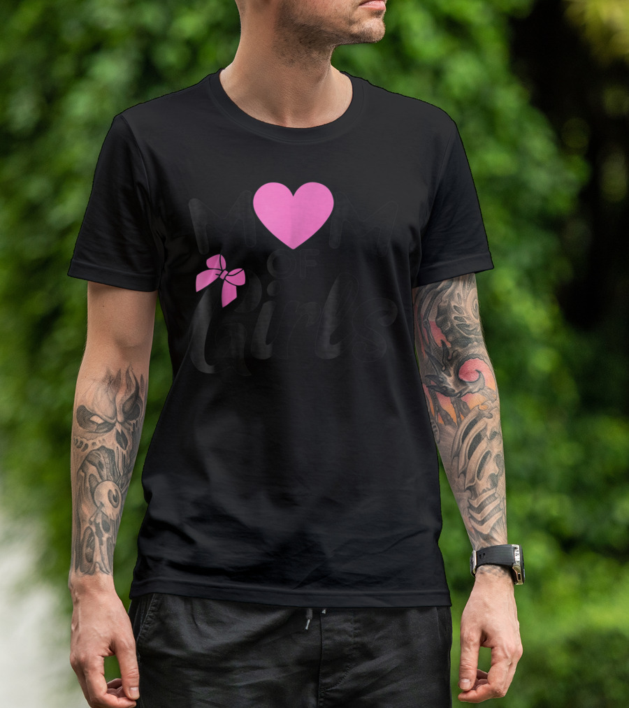 Mom Of Girls Heart And Bow T-Shirt