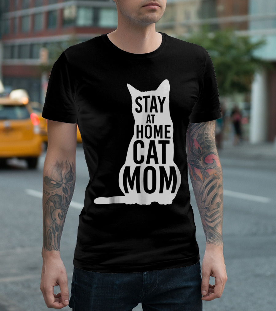 Stay At Home Cat Mom Silhouette For Cat Moms T-Shirt